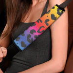 Rainbow Leopard Print Car Seat Belt Covers