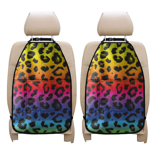 Rainbow Leopard Print Car Seat Organizers