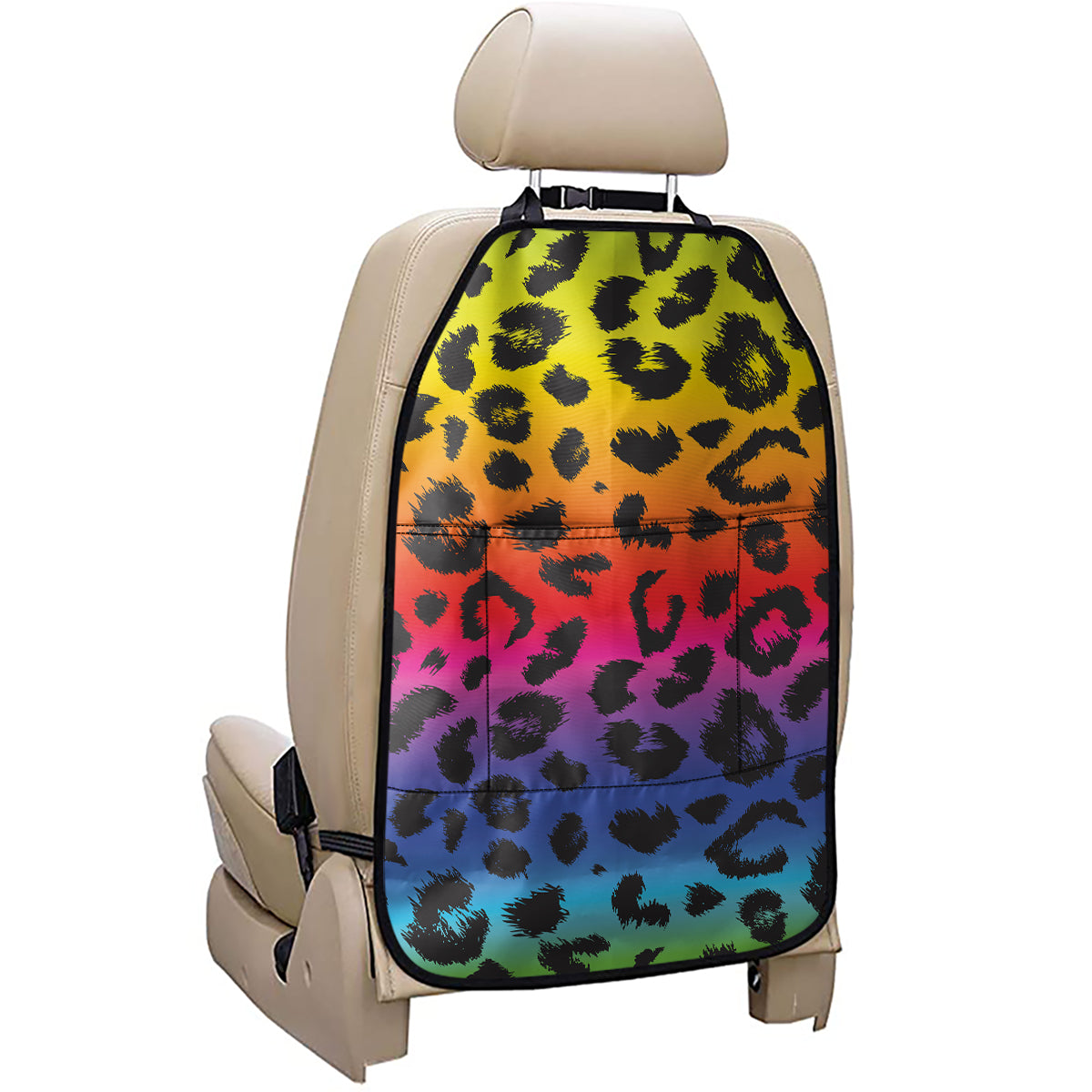 Rainbow Leopard Print Car Seat Organizers