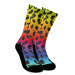 Rainbow Leopard Print Crew Socks