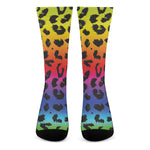 Rainbow Leopard Print Crew Socks