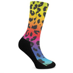 Rainbow Leopard Print Crew Socks