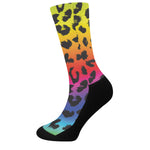 Rainbow Leopard Print Crew Socks
