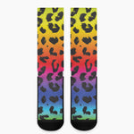 Rainbow Leopard Print Crew Socks