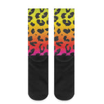 Rainbow Leopard Print Crew Socks