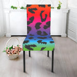 Rainbow Leopard Print Dining Chair Slipcover