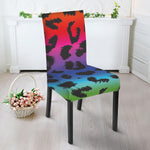 Rainbow Leopard Print Dining Chair Slipcover