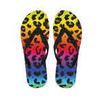 Rainbow Leopard Print Flip Flops