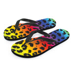 Rainbow Leopard Print Flip Flops
