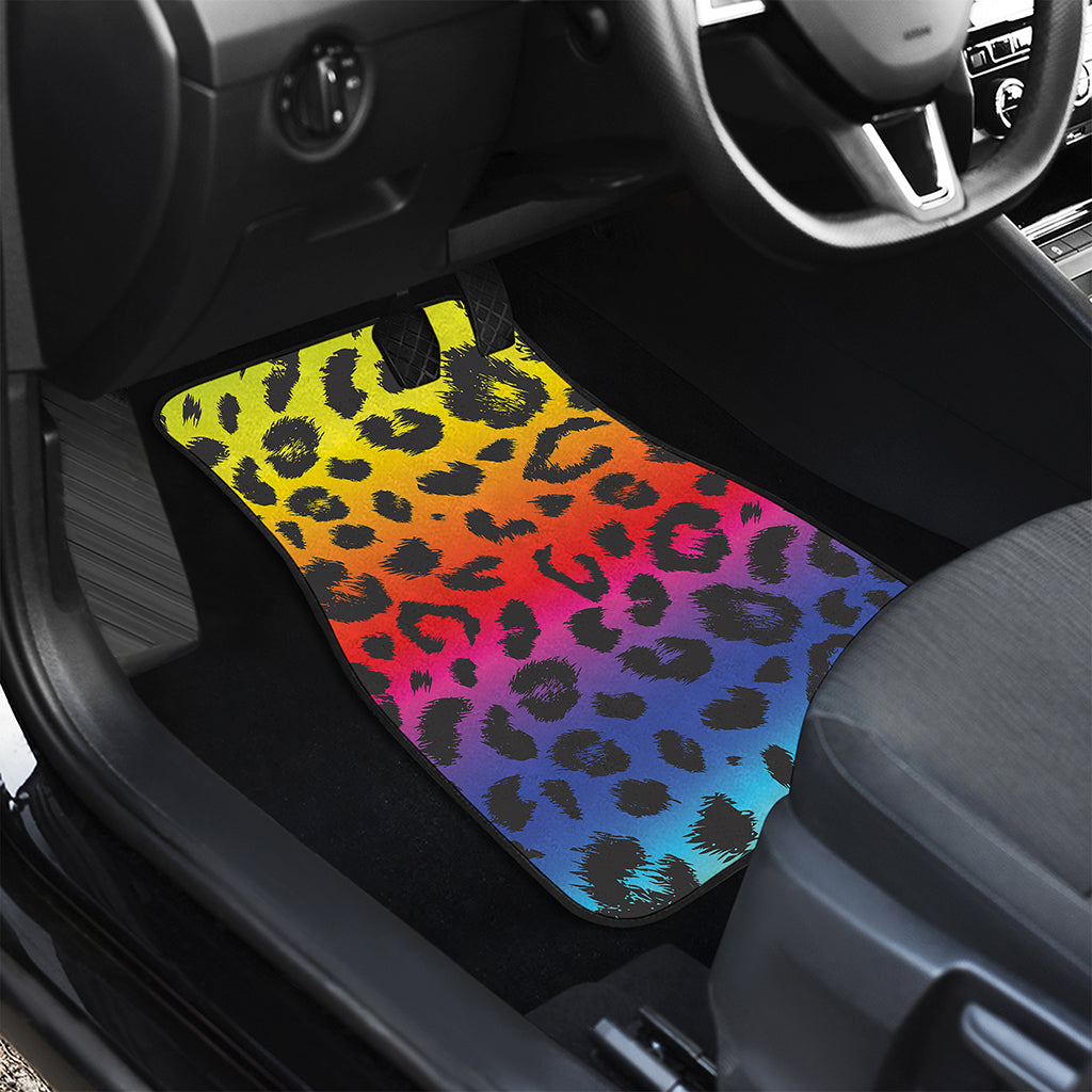 Rainbow Leopard Print Front Car Floor Mats