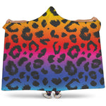 Rainbow Leopard Print Hooded Blanket