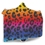 Rainbow Leopard Print Hooded Blanket