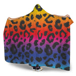 Rainbow Leopard Print Hooded Blanket