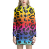 Rainbow Leopard Print Hoodie Dress