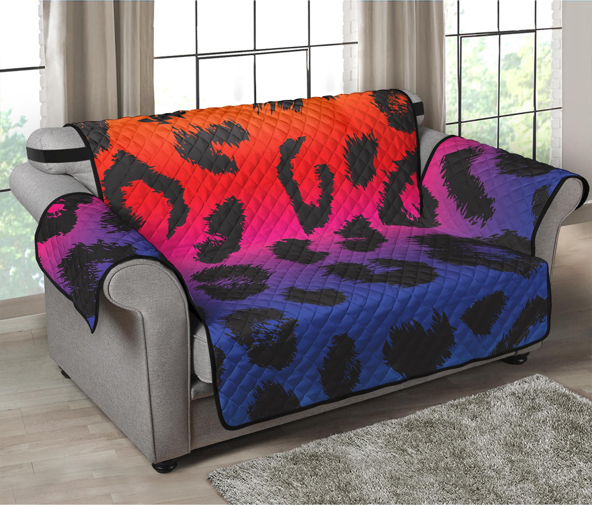 Rainbow Leopard Print Loveseat Protector