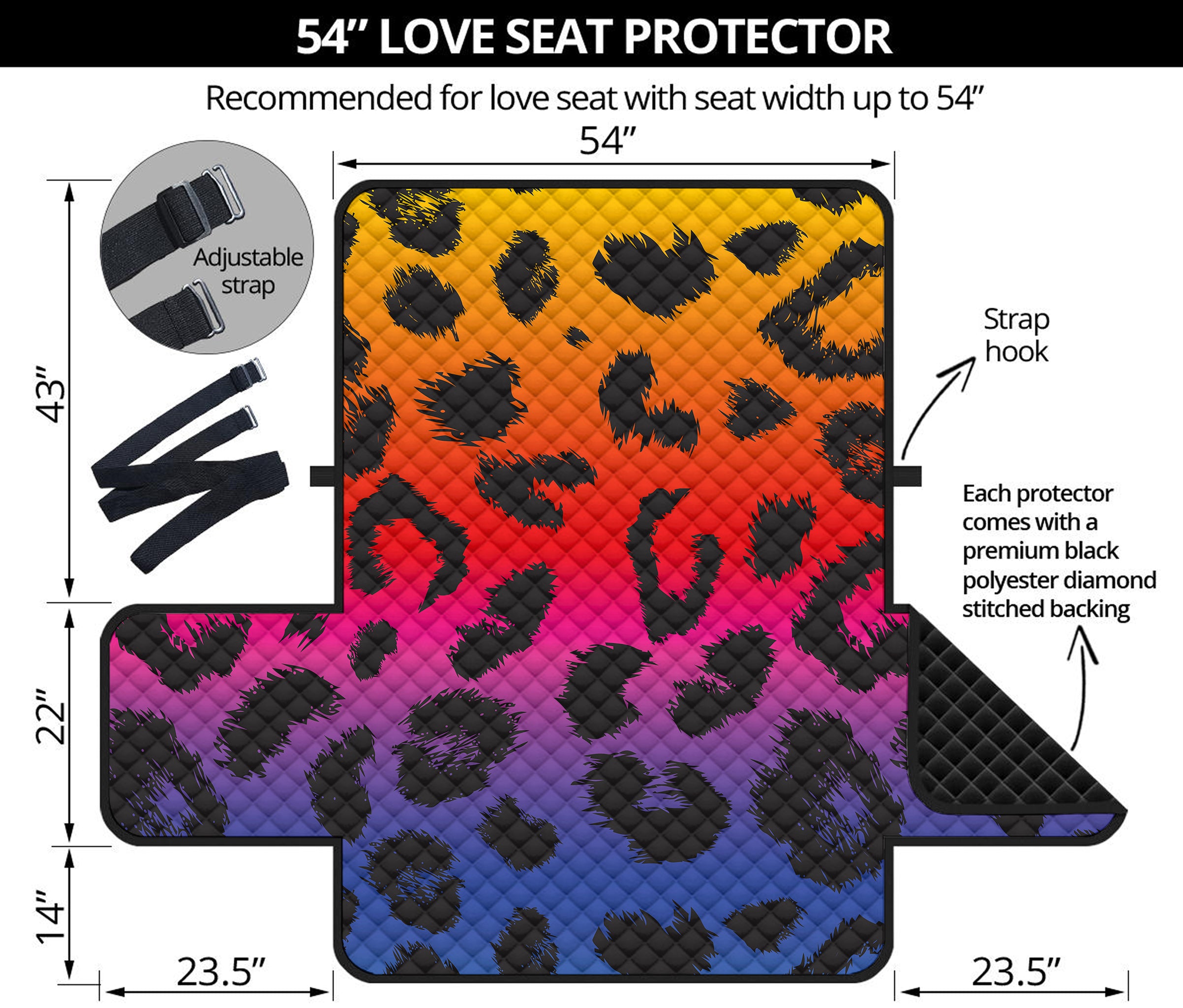 Rainbow Leopard Print Loveseat Protector