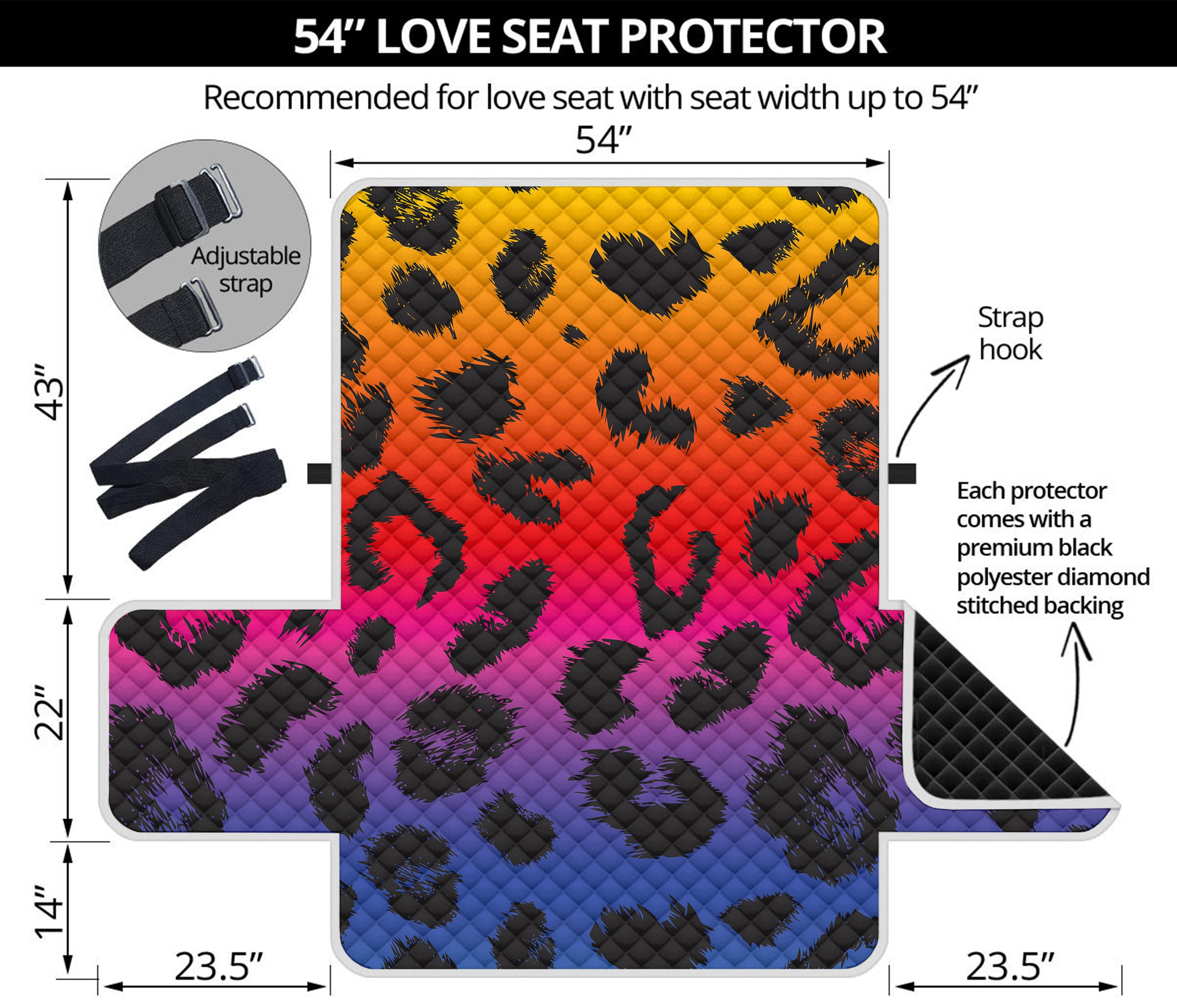 Rainbow Leopard Print Loveseat Protector