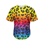 Rainbow Leopard Print Men's Baseball Jersey