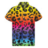 Rainbow Leopard Print Men's Short Sleeve Shirt