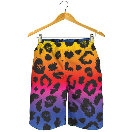 Rainbow Leopard Print Men's Shorts
