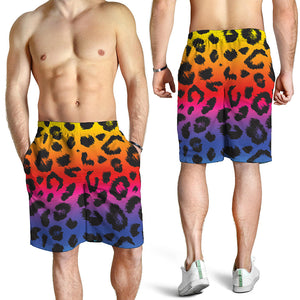 Rainbow Leopard Print Men's Shorts