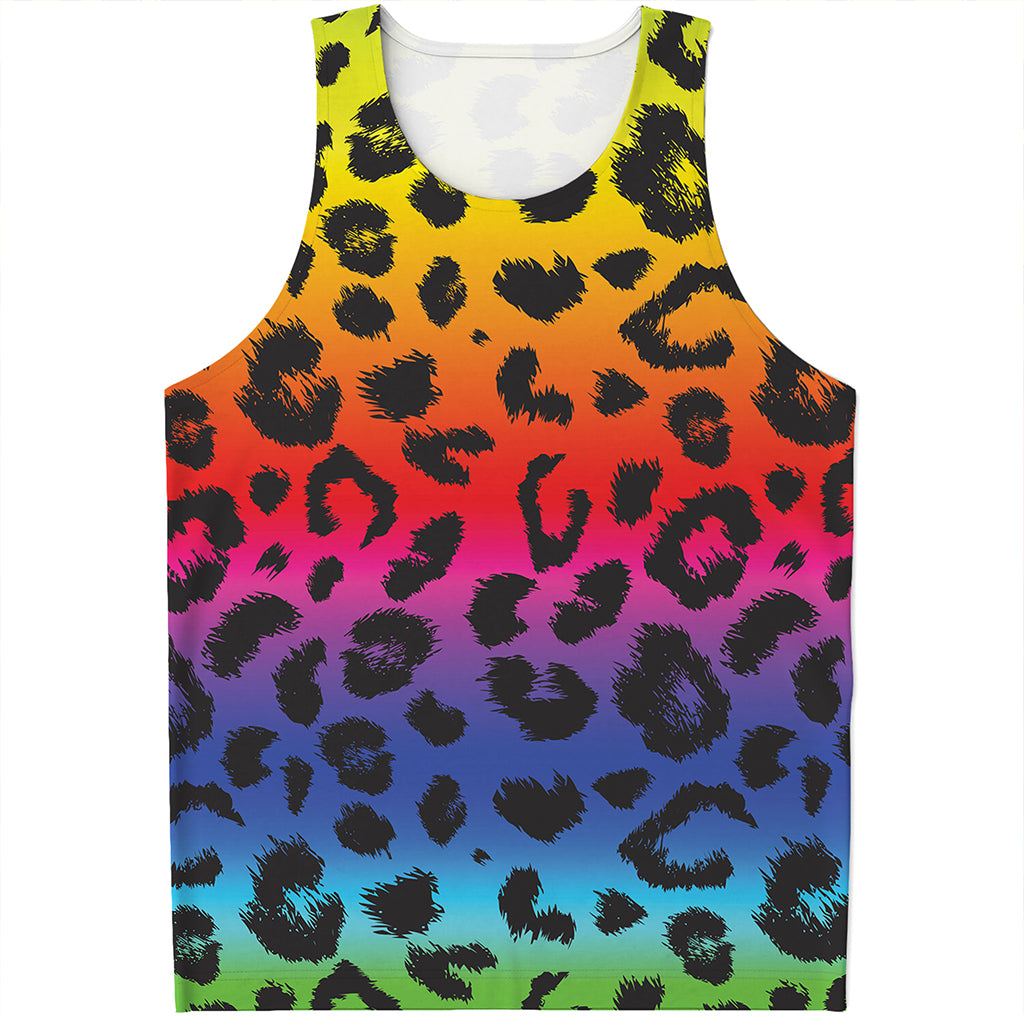 Rainbow Leopard Print Men's Tank Top