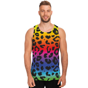 Rainbow Leopard Print Men's Tank Top