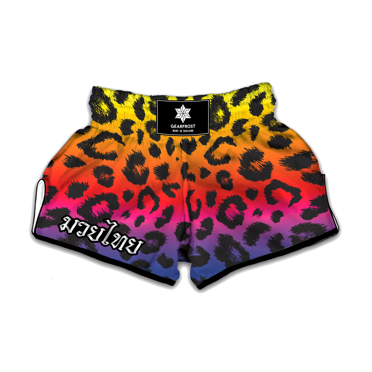 Rainbow Leopard Print Muay Thai Boxing Shorts