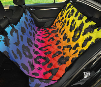 Rainbow Leopard Print Pet Car Back Seat Cover