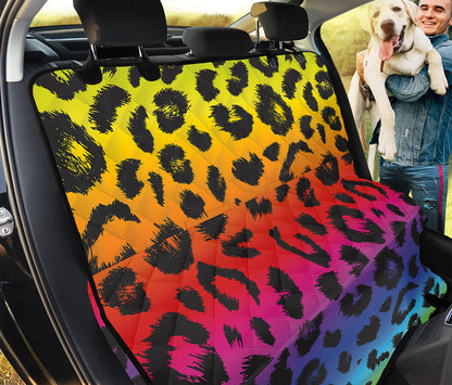 Rainbow Leopard Print Pet Car Back Seat Cover