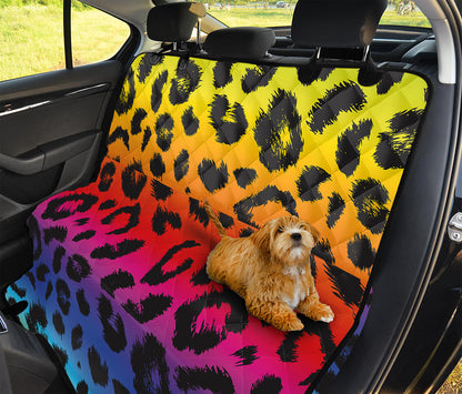 Rainbow Leopard Print Pet Car Back Seat Cover