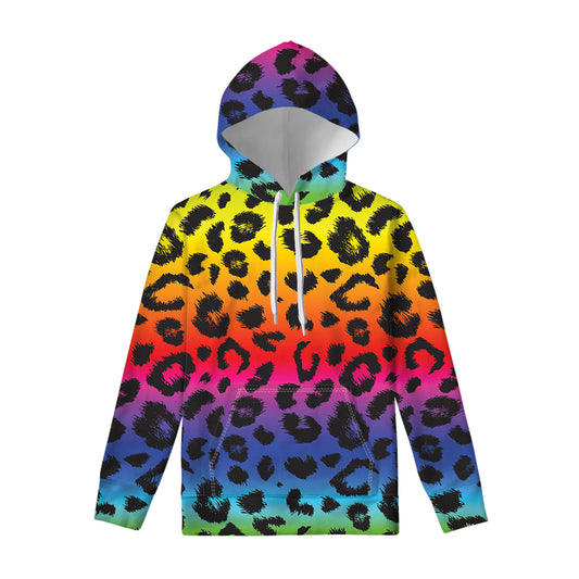 Rainbow Leopard Print Pullover Hoodie