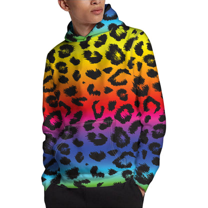 Rainbow Leopard Print Pullover Hoodie