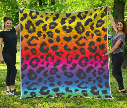 Rainbow Leopard Print Quilt