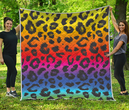 Rainbow Leopard Print Quilt
