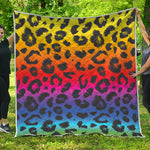 Rainbow Leopard Print Quilt