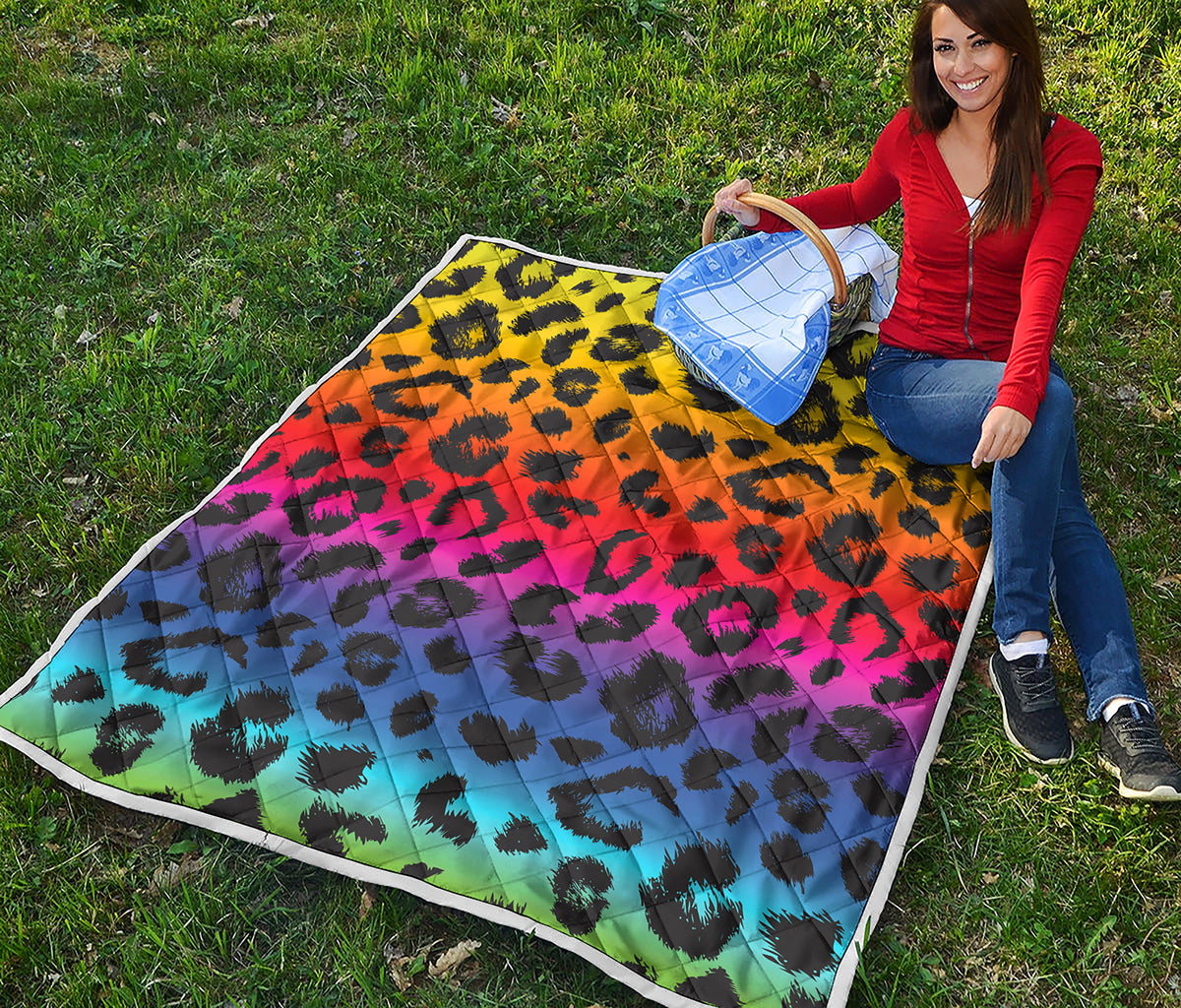 Rainbow Leopard Print Quilt