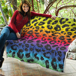 Rainbow Leopard Print Quilt