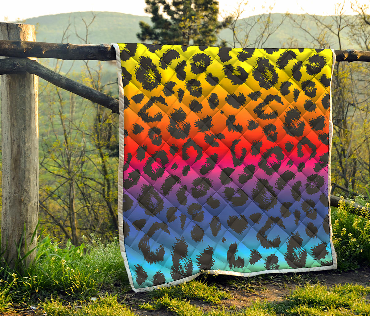 Rainbow Leopard Print Quilt