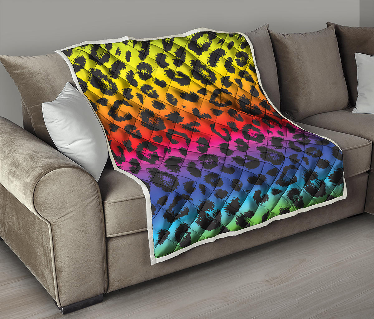 Rainbow Leopard Print Quilt