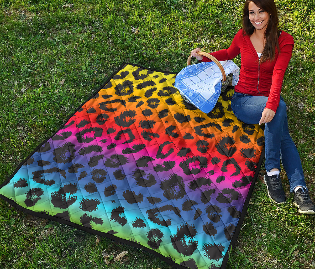 Rainbow Leopard Print Quilt