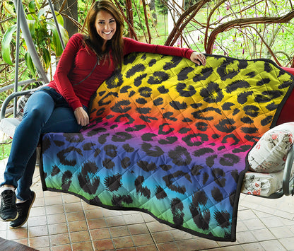 Rainbow Leopard Print Quilt