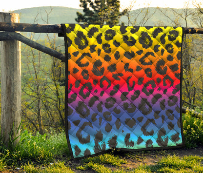 Rainbow Leopard Print Quilt