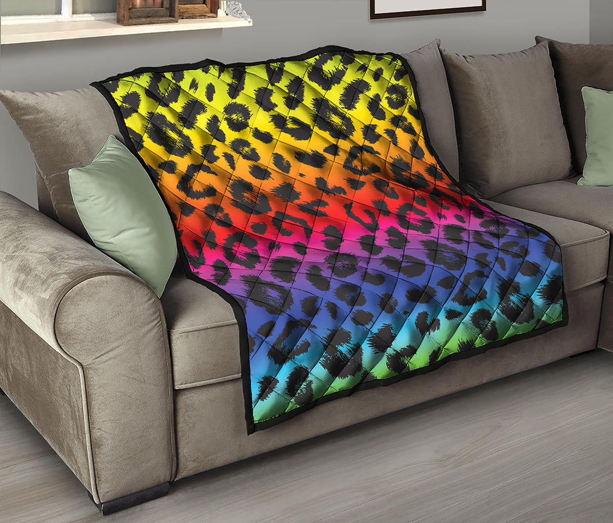 Rainbow Leopard Print Quilt