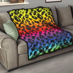 Rainbow Leopard Print Quilt