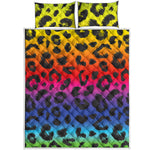 Rainbow Leopard Print Quilt Bed Set
