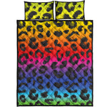 Rainbow Leopard Print Quilt Bed Set