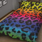 Rainbow Leopard Print Quilt Bed Set