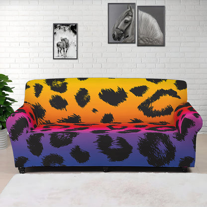 Rainbow Leopard Print Sofa Cover