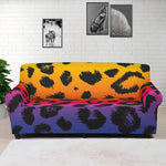 Rainbow Leopard Print Sofa Cover